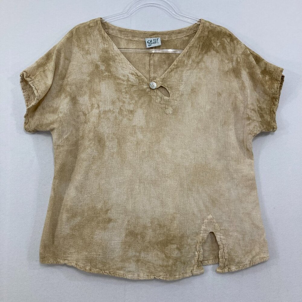 # Oh My Gauze! Large (Sz 2) Tan Tie-Dye Top